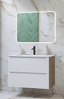 Зов Мебель для ванной Дион 100 подвесная матовая белая/дуб