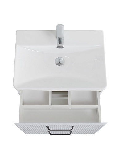 BelBagno Тумба с раковиной Due 60 подвесная Bianco Lucido ручки Матовый тёмный никель – картинка-9