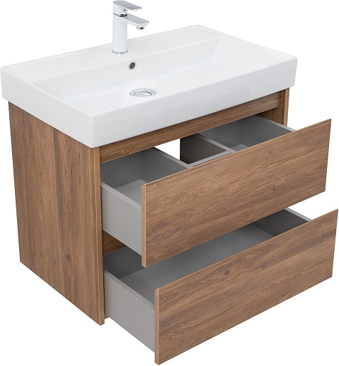 Aquanet Мебель для ванной Nova Lite 75 подвесная дуб шоколадный – картинка-7