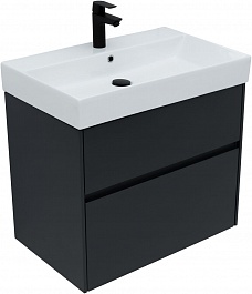 Aquanet Мебель для ванной Бруклин 70 подвесная черная матовая – фотография-19