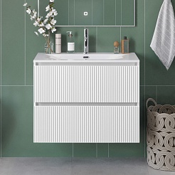 BelBagno Тумба с раковиной Uno mini 80 подвесная Bianco Opaco с раковиной BB-8099-3-80 – фотография-11