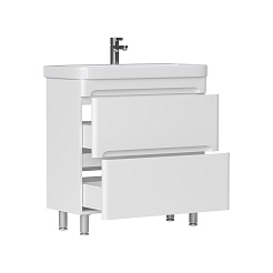 Equil Тумба с раковиной Nice 80 2 ящика напольная белая – фотография-2