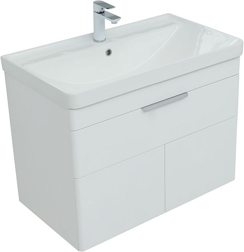 Aquanet Тумба с раковиной Ирис New 80 подвесная белая глянцевая – картинка-3