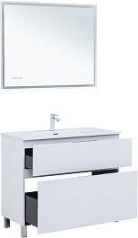 Aquanet Мебель для ванной Алвита New 100 Flat белая матовая – фотография-4