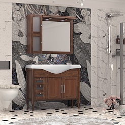 Opadiris Зеркало для ванной Мираж 80 с козырьком, орех – фотография-8