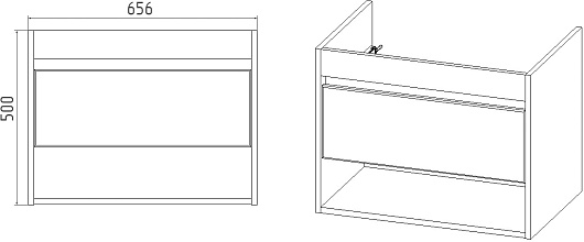 Viant Тумба под раковину Бостон 70 1 ящик подвесная графит/дуб вотан – картинка-5