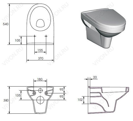 Cersanit Унитаз подвесной "Olimpia" B 10080 с микролифтом – фотография-4