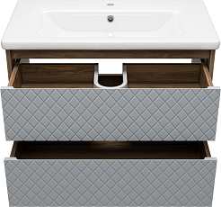 Brevita Тумба под раковину Chester 80 подвесная серый/дуб чарльстон темно-коричневый – фотография-4