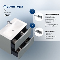 Aquanet Тумба с раковиной Арт 2.0 100 подвесная мисти грин матовая – фотография-12
