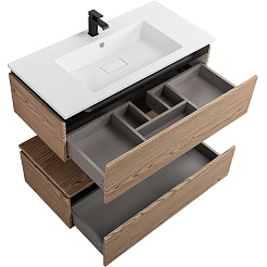 Cezares Тумба с раковиной Slider 100 с 2 ящиками дуб тангент – фотография-7