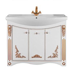 Водолей Тумба под раковину Кармен 120 белая/золото – фотография-1