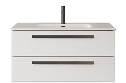 Cezares Тумба с раковиной Eco Cer-N 100 bianco opaco CZR-8095-100 ручки чёрные – фотография-1