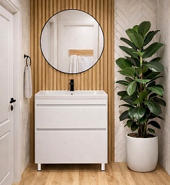 Vivon Тумба с раковиной Atwood 80 напольная белая матовая – фотография-16