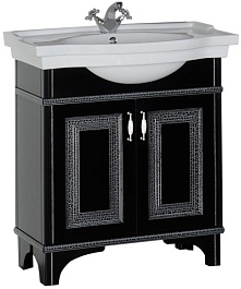 Aquanet Тумба под раковину Валенса 80 черный кракалет/серебро – фотография-1