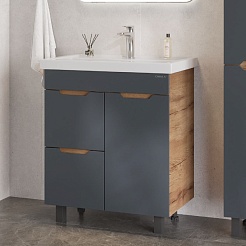 Onika Тумба с раковиной Айленд 70 графит/дуб крафт – фотография-3