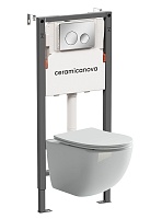 Ceramicanova Подвесной унитаз Forma Rimless c системой инсталляции Balance кнопка Circle хром глянцевый