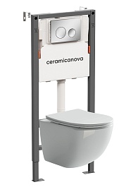 Ceramicanova Подвесной унитаз Forma Rimless c системой инсталляции Balance кнопка Circle хром глянцевый – фотография-1