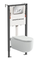 Ceramicanova Подвесной унитаз Ulma Rimless с системой инсталляции Balance кнопка Circle хром глянцевый