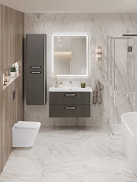 BelBagno Тумба с раковиной Due 80 подвесная Оружейная сталь ручки Хром полированный – фотография-15