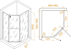 RGW Душевой уголок Passage PA-091 120x100 профиль хром стекло прозрачное – фотография-3