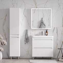 Equil Тумба с раковиной Nice 80 2 ящика напольная белая – фотография-4