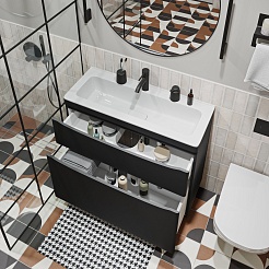 Vivon Тумба под раковину Ostin 90 напольная черная матовая – фотография-8