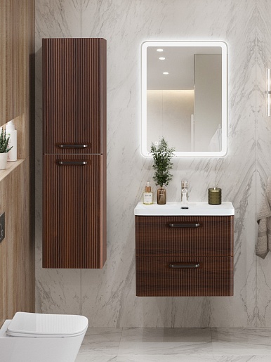 BelBagno Тумба с раковиной Due 60 подвесная Noce ручки Матовый тёмный никель – картинка-13