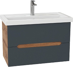 Onika Тумба под раковину Айленд 80 подвесная графит/дуб крафт – фотография-2