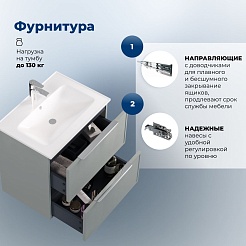 Aquanet Тумба под раковину Арт 2.0 60 подвесная мисти грин матовая – фотография-6