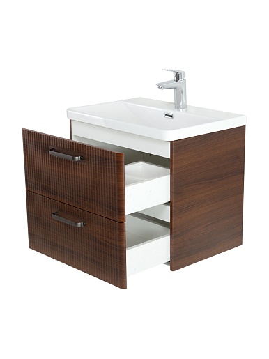 BelBagno Тумба с раковиной Due 60 подвесная Noce ручки Матовый тёмный никель – фотография-2