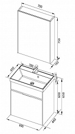 Aquanet Мебель для ванной "Латина 70" черная 1 ящик (181082) – фотография-3