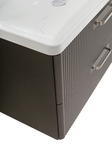 BelBagno Тумба с раковиной Due 80 подвесная Оружейная сталь ручки Матовый атласный никель – фотография-6