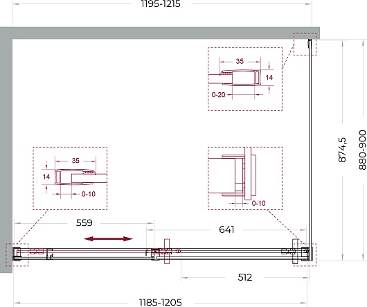 BelBagno Душевой уголок Soft Close-1 SOFT_CLOSE-1-AH-1-120/90-C-GM 120x90 профиль оружейная сталь стекло прозрачное – картинка-11