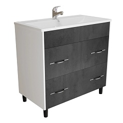 Mixline Тумба с раковиной Сура 80 графит/белая – фотография-1