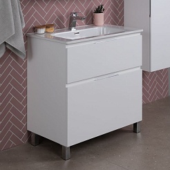 Aquanet Тумба с раковиной Алвита New 80 Flat белая матовая – фотография-2