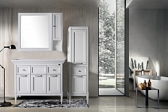 ASB-Woodline Мебель для ванной Гранда 105, белый (патина серебро), массив ясеня – фотография-3