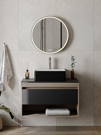 Teymi Раковина накладная в ванную Helmi 46 Duo чёрно-белый глянец T50271 – фотография-8