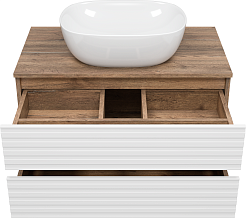 Brevita Тумба под раковину Dakota 80 подвесная дуб галифакс олово/белая – фотография-4