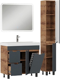 Onika Тумба с раковиной Айленд 90 с б/к графит/дуб крафт – фотография-13