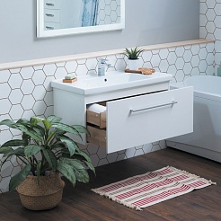 Dreja Тумба с раковиной Big Inn 80 подвесная белая – фотография-9