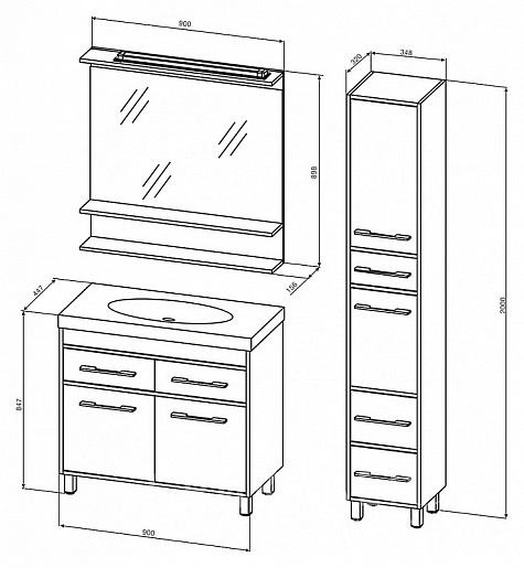Бриклаер Тумба с раковиной Чили 90 венге – картинка-7