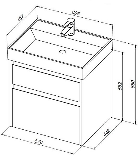 Aquanet Тумба под раковину Nova Lite 60 подвесная дуб шоколадный – картинка-9