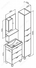 Бриклаер Зеркальный шкаф Токио 70 R венге – фотография-4