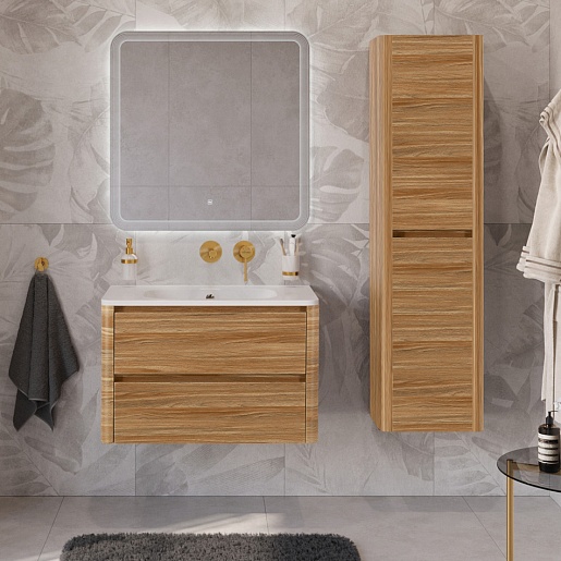 Cezares Тумба с раковиной без отверстия под смеситель Relax 80 подвесная дуб карамельный – картинка-13