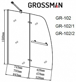 Grossman Шторка для ванны GR-102/2 – фотография-3
