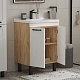 Equil Тумба с раковиной Lago 60 2 ящика напольная белая/дерево – картинка-14
