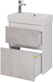 Dreja Тумба с раковиной Slim 55 подвесная белая/бетон – фотография-5