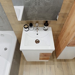 Бриклаер Тумба под раковину Форест 50 подвесная белый/дуб золотой – фотография-3