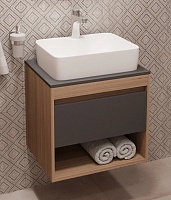 Teymi Тумба с раковиной Ritta 55 дуб эврика/графит матовый подвесная T60523 раковина T50310