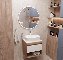 Teymi Тумба с раковиной Ritta 75 дуб эврика/белый матовый T60521 раковина T50209 – фотография-2